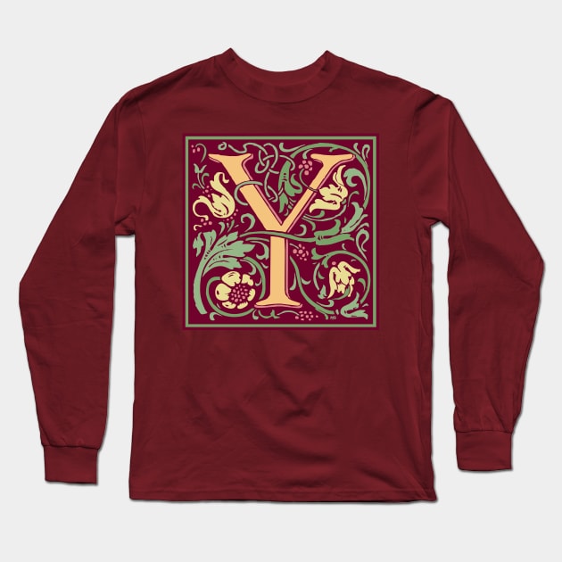 William Morris Vintage Letter Y Long Sleeve T-Shirt by MatchbookGraphics